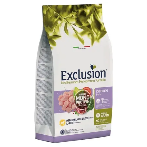 EXCLUSION Cane Mediterraneo Light Medium/Large Adult Pollo 12Kg