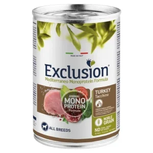 EXCLUSION Cane Mediterraneo Monoproteico All Breed Tacchino 24x400gr