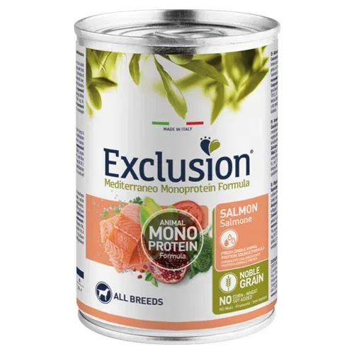 EXCLUSION Cane Mediterraneo Monoproteico All Breeds Salmone 24x400gr