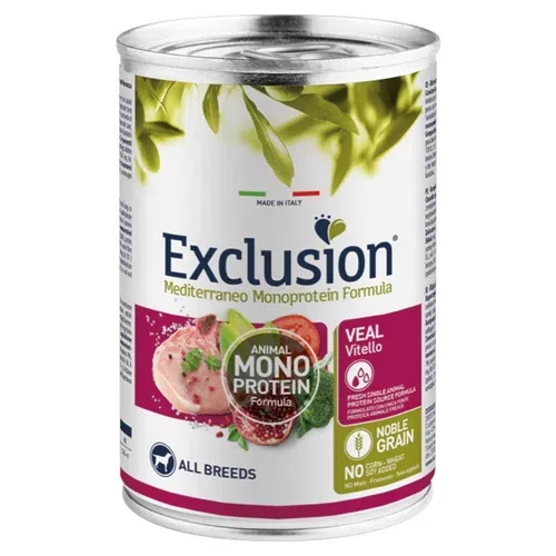 EXCLUSION Cane Mediterraneo Monoproteico All Breeds Vitello 24x400gr