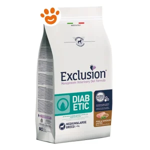 Exclusion Dog Diabetic Adult Medium Large Breed Maiale, Sorgo e Piselli