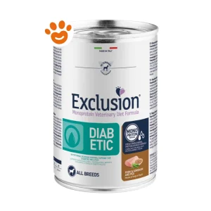 Exclusion Dog Diet Diabetic Maiale, Sorgo e Piselli