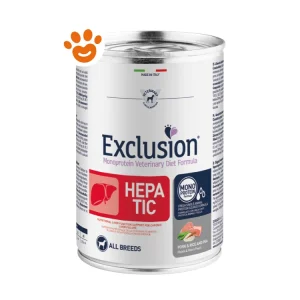 Exclusion Dog Diet Hepatic Maiale, Riso e Piselli