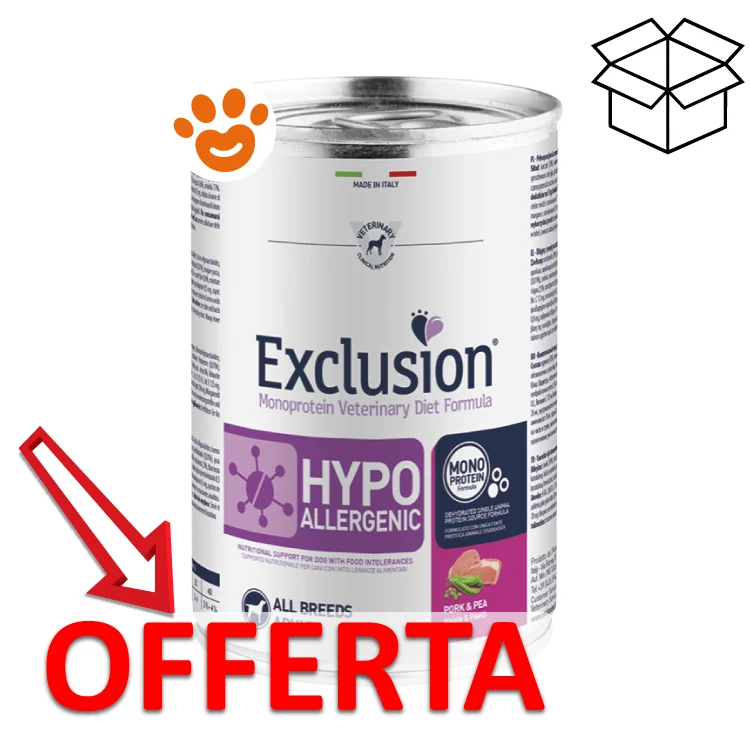 Exclusion Dog Diet Hypoallergenic Adult Maiale e Piselli - Image 2
