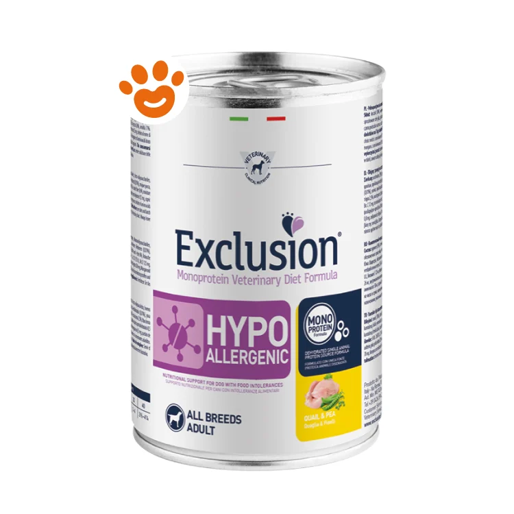 Exclusion Dog Diet Hypoallergenic Adult Quaglia e Piselli