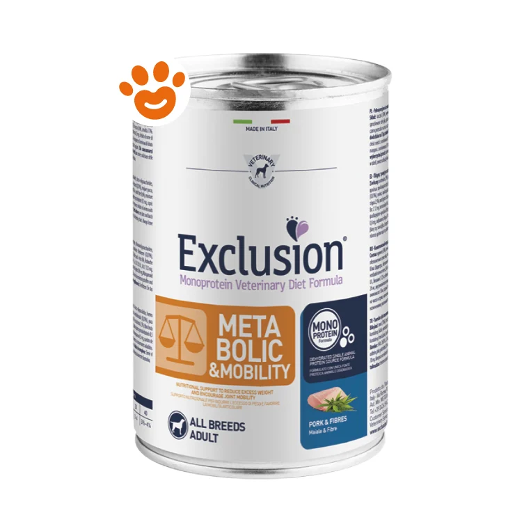 Exclusion Dog Diet Metabolic & Mobility Maiale e Fibre