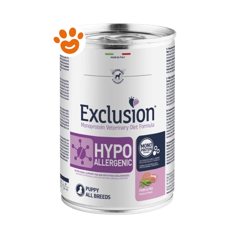 Exclusion Dog Diet Puppy Hypoallergenic Maiale e Piselli