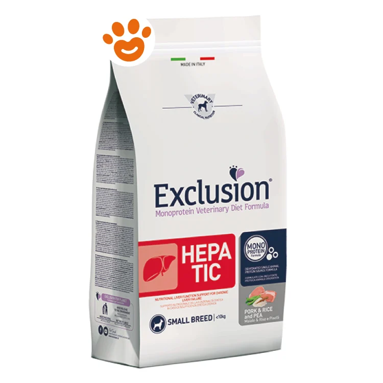 Exclusion Dog Hepatic Adult Small Breed Maiale, Riso e Piselli
