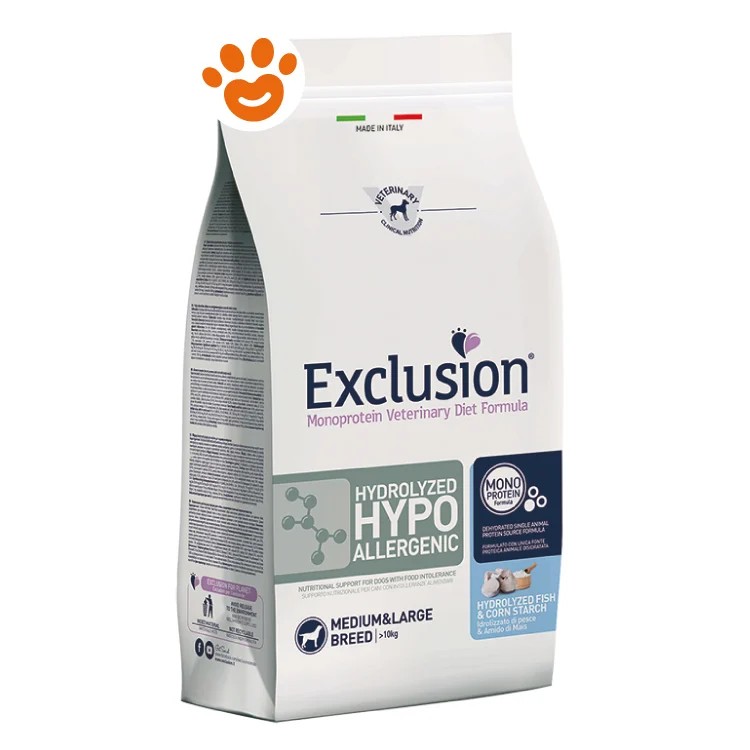 Exclusion Dog Hydrolyzed Hypoallergenic Adult Medium Large Breed Pesce e Amido di Mais