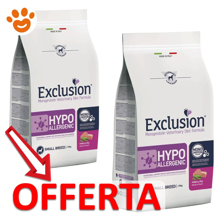 Exclusion Dog Hypoallergenic Adult Small Breed Maiale e Piselli - Image 2