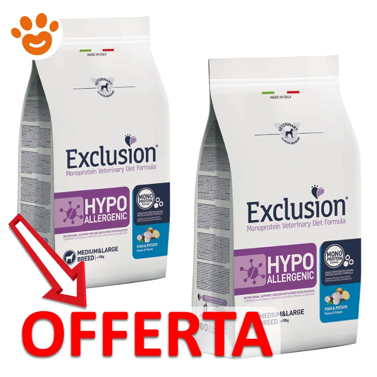 Exclusion Dog Hypoallergenic Medium Adult Large Breed Pesce e Patate - Image 2