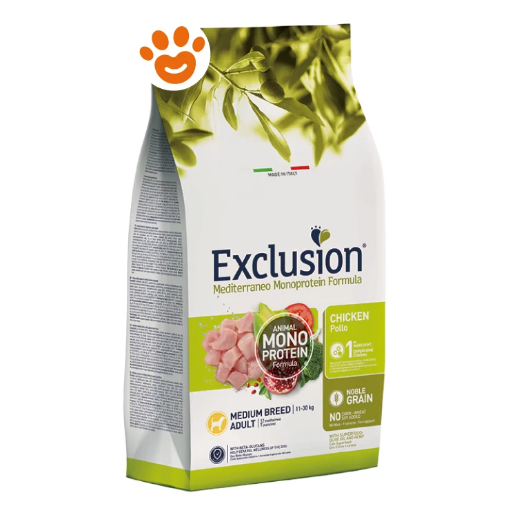 Exclusion Dog Mediterraneo Monoproteico Noble Grain Adult Medium Breed Pollo
