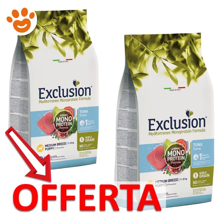 Exclusion Dog Mediterraneo Monoproteico Noble Grain Adult Medium Breed Tonno - Image 2
