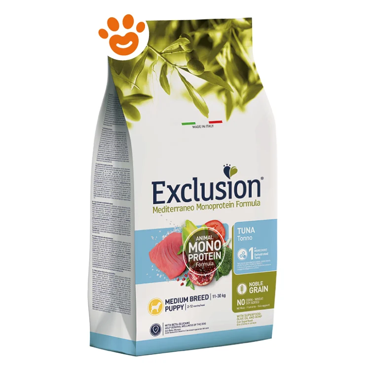 Exclusion Dog Mediterraneo Monoproteico Noble Grain Adult Medium Breed Tonno