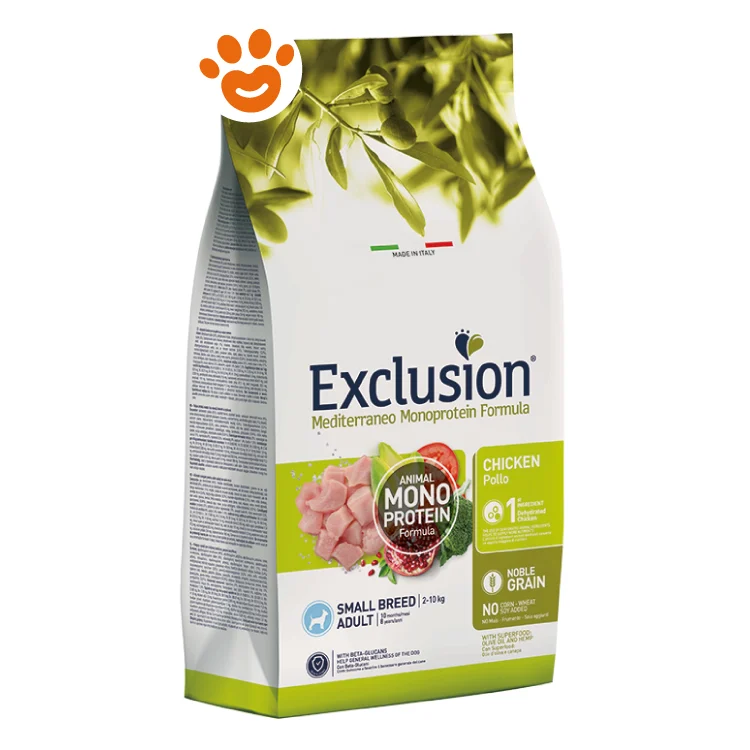 Exclusion Dog Mediterraneo Monoproteico Noble Grain Adult Small Breed Pollo