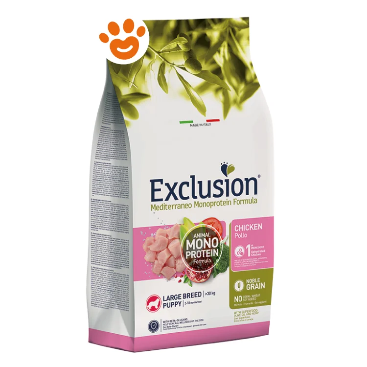 Exclusion Dog Mediterraneo Monoproteico Noble Grain Puppy Large Breed Pollo
