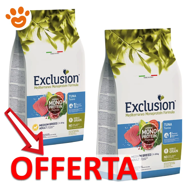 Exclusion Dog Mediterraneo Monoproteico Noble Grain Puppy Medium Breed Tonno - Image 2
