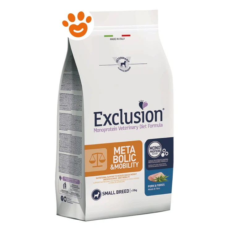 Exclusion Dog Metabolic & Mobility Adult Small Breed Maiale e Fibre