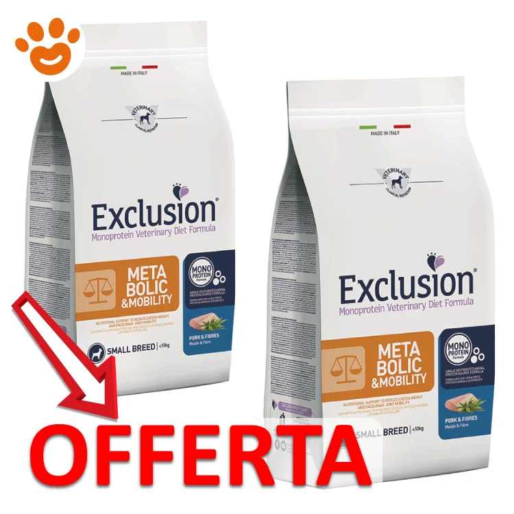 Exclusion Dog Metabolic & Mobility Adult Small Breed Maiale e Fibre - Image 2