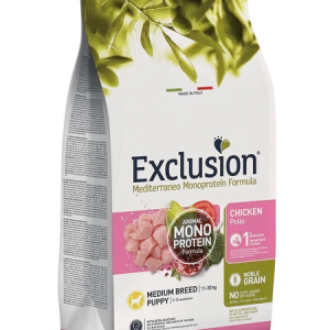 Exclusion Mediterraneo Cibo Per Cani Puppy Taglia Media Gusto Pollo 12Kg