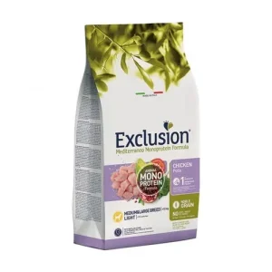 Exclusion Mediterraneo Light Cibo Per Cani Adulti Gusto Pollo 3Kg