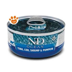 Farmina Cat N&D Ocean Adult Tonno, Merluzzo, Gamberetto e Zucca