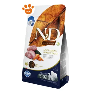 Farmina Dog N&D Brown Adult Medium Maxi Agnello, Spirulina e Carote