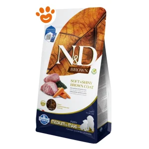 Farmina Dog N&D Brown Puppy Medium Maxi Agnello, Spirulina, Carota