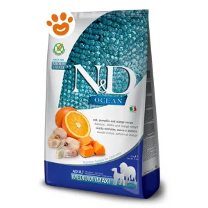 Farmina Dog N&D Ocean Adult Medium Maxi Merluzzo, Zucca e Arancia