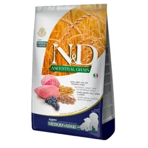FARMINA N&amp;D Cane Ancestral Medium/Maxi Puppy - Agnello, Farro, Avena e Mirtillo 12Kg