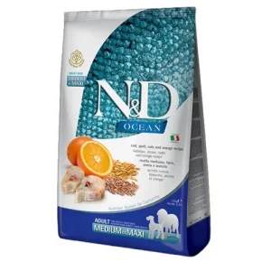 Farmina N&amp;D Cane Ocean Medium/Maxi Adult - Merluzzo, Farro, Avena e Arancia 12Kg