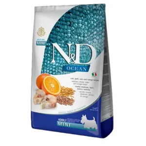 Farmina N&amp;D Cane Ocean Mini Adult - Merluzzo, Farro, Avena e Arancia 7Kg