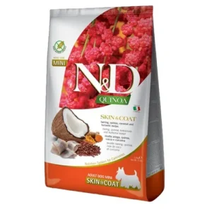 FARMINA N&amp;D Cane Quinoa Skin&amp;Coat GF Mini Adult - Aringa, Quinoa, Cocco e Curcuma 800gr