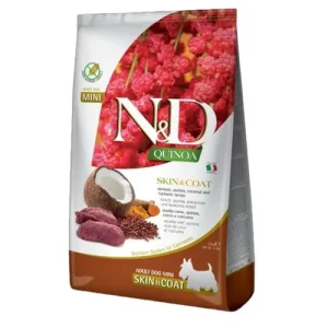 FARMINA N&amp;D Cane Quinoa Skin&amp;Coat GF Mini Adult - Cervo, Quinoa, Cocco e Curcuma 800gr