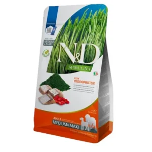 FARMINA N&amp;D Cane Spirulina GF Medium/Maxi Adult - Aringa, Spirulina e Bacche di Goji 2Kg