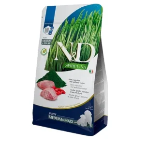 FARMINA N&amp;D Cane Spirulina GF Medium/Maxi Puppy - Agnello, Spirulina e Bacche di Goji 7Kg