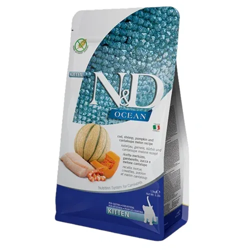 FARMINA N&D Gatto Ocean GF Kitten - Merluzzo, Gamberetto, Zucca e Melone 1,5Kg