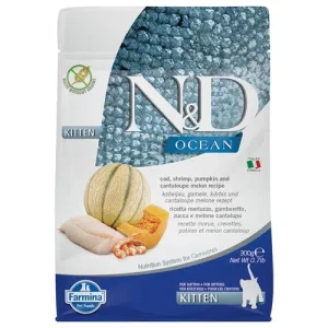 Farmina N&amp;D gatto Ocean Merluzzo, Gamberi, Zucca, Melone Cantalupo Kitten