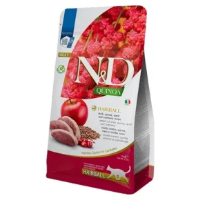 FARMINA N&amp;D Gatto Quinoa Hairball - Anatra, Quinoa, Mela e Mirtillo Rosso 1,5Kg