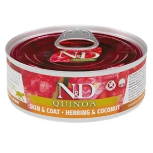 FARMINA N&amp;D Gatto Quinoa Skin&amp;Coat - Aringa e Cocco 24x80gr