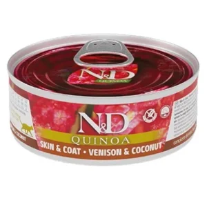 FARMINA N&amp;D Gatto Quinoa Skin&amp;Coat - Cervo e Cocco 24x80gr