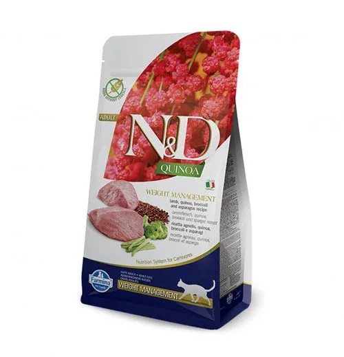 Farmina N&D gatto Quinoa Weight Management Agnello, Broccoli E Asparagi Adult