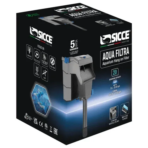 Filtro a Zainetto Sicce Aqua Filtra 20 – Filtro Esterno Silenzioso per Acquari fino a 75 Litri