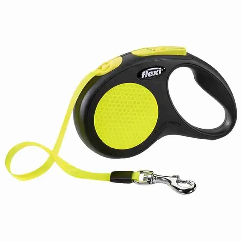 FLEXI NEON FETTUCCIA L GUINZAGLIO ALLUNGABILE 5 MT GIALLO FLUO