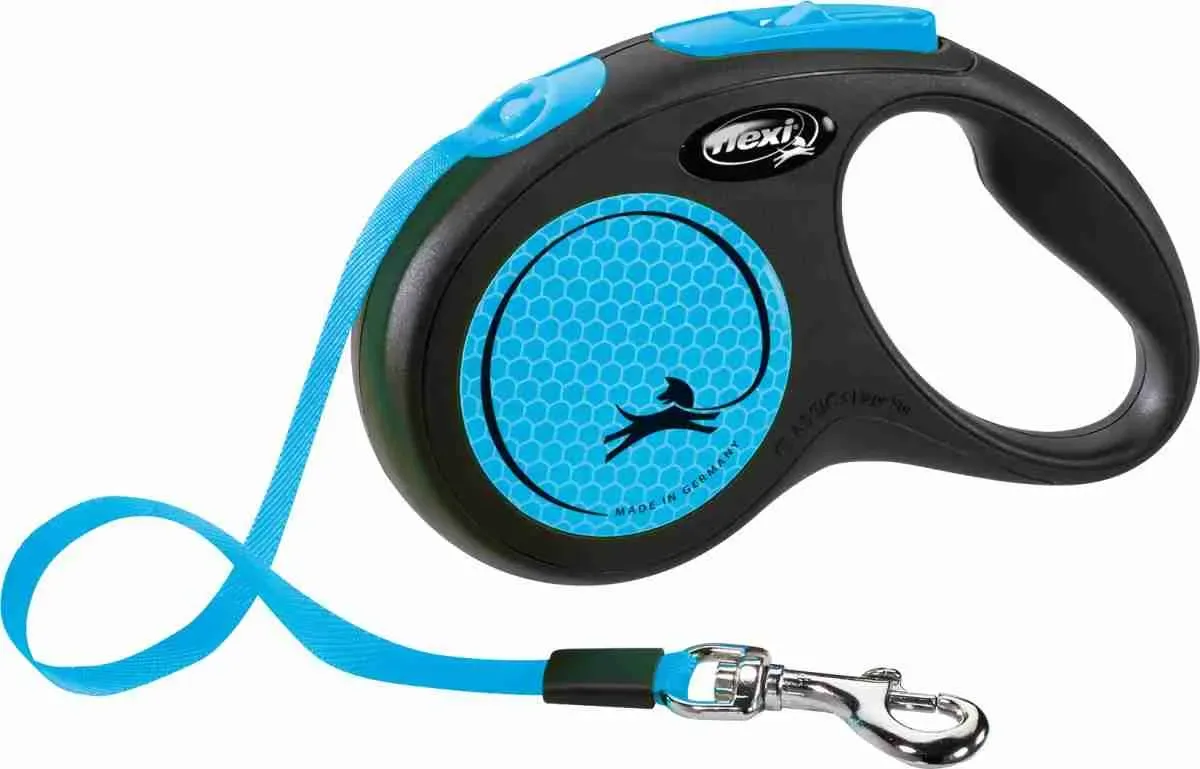 FLEXI NEON FETTUCCIA M GUINZAGLIO ALLUNGABILE 5 MT AZZURRO FLUO