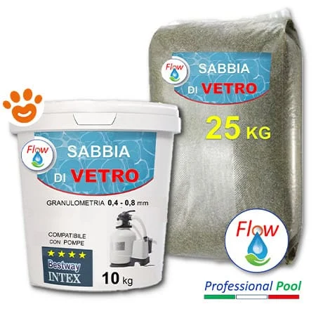 Flow – Sabbia di Vetro per Pompe INTEX e BESTWAY (Granulometria 0,4-0,8mm)