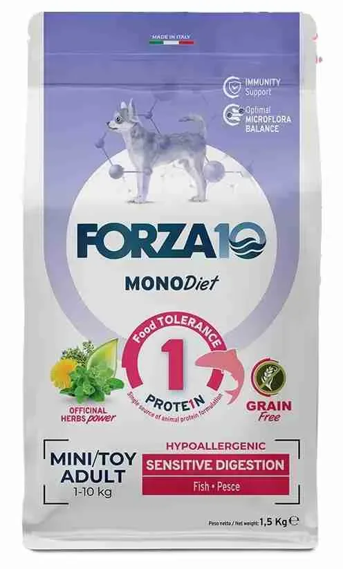 FORZA 10 DOG DIET MINI E TOY PESCE 1,5 KG SENSITIVE DIGESTION
