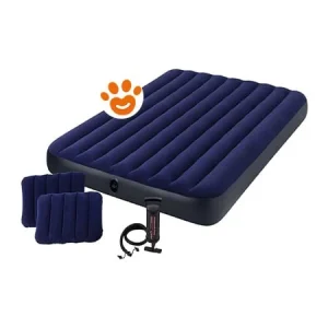 Intex Airbed Materasso Matrimoniale Classic Downy + Pompa + Cuscini (152x203x25cm) Art. 64765