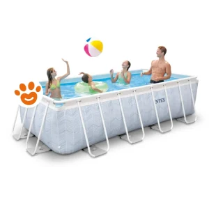 Intex Piscina Rettangolare Prism Frame Chevron (400x200x100cm) con Pompa a Filtro Art. 26780