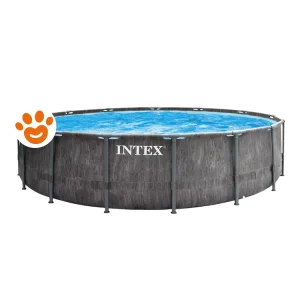 Intex Piscina Rotonda Prisma Greywood (Ø457x122cm) con Pompa a Filtro Art. 26742